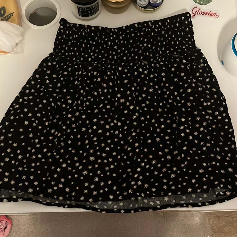 Black Flower Flowy Skirt